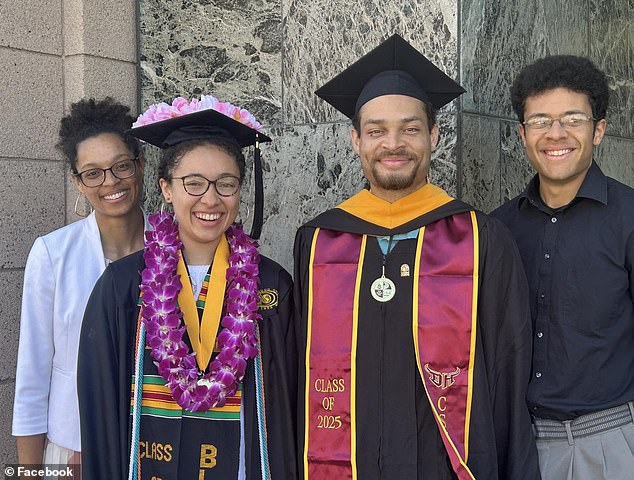 Allen, from California, center right, pictured with his family at his graduation in 2025