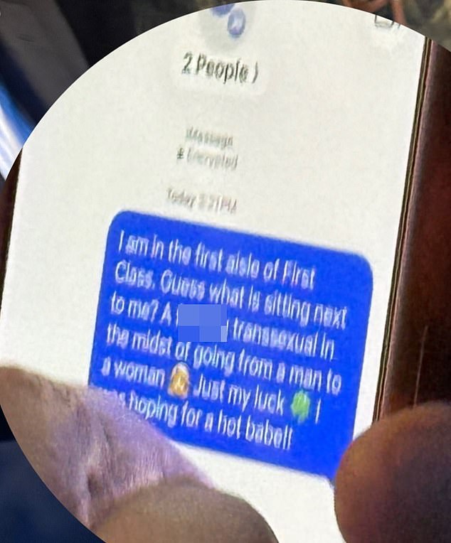 The 33-year-old I Wish You All the Best star shared photos of multiple text messages she believes were sent about her by the passenger