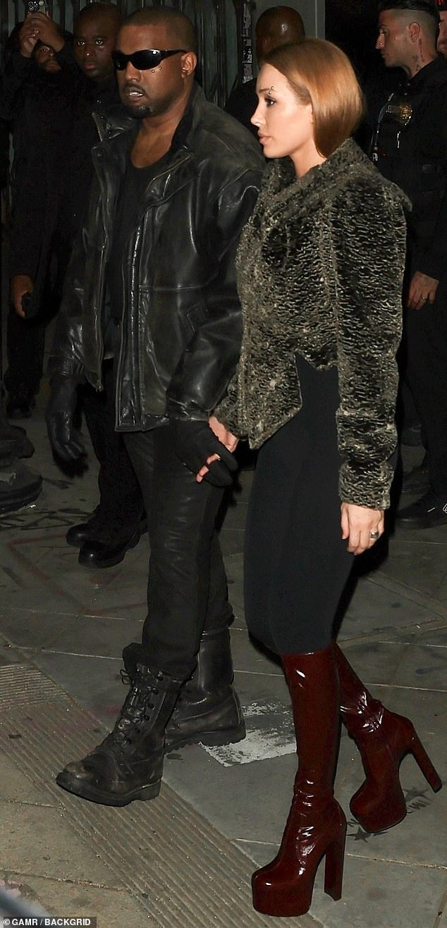 The reality star's latest outing comes one day after she avoided an awkward run-in with ex Kanye West and his wife Bianca Censori as the pair also stopped by a separate album bash for North on Friday (seen above)