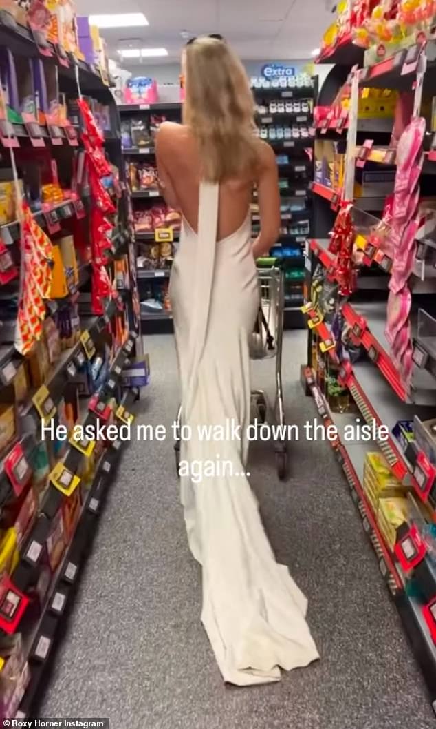 She then added in her caption: 'I refuse to wear this dress just once @theweddingclubofficial @sabinamotasem'