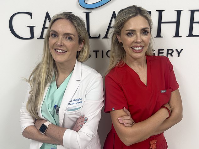 Sidhbh, 45, pictured left, is a plastic surgeon who's been based in the States for 18 years and works with her sister Neasa, 39, pictured right
