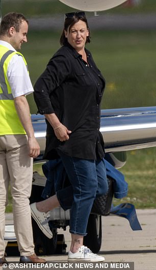 The couple landed at Inverness airport in a private jet ahead of Miranda starting filming for the hit BBC show in the Scottish Highlands
