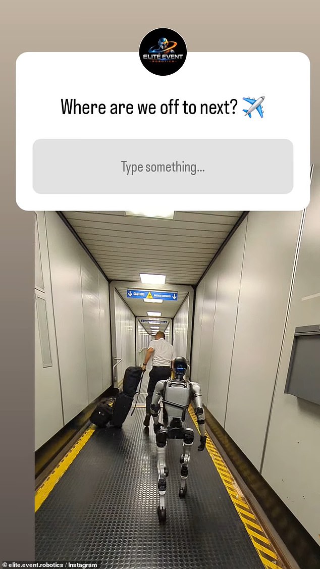 Bebop's travel companion, Eily Ben-Abraham, works for Elite Event Robotics, an electronics company in Dallas that rents robots for events, was seen taking selfies with the robot in the seat next to him before the flight took off