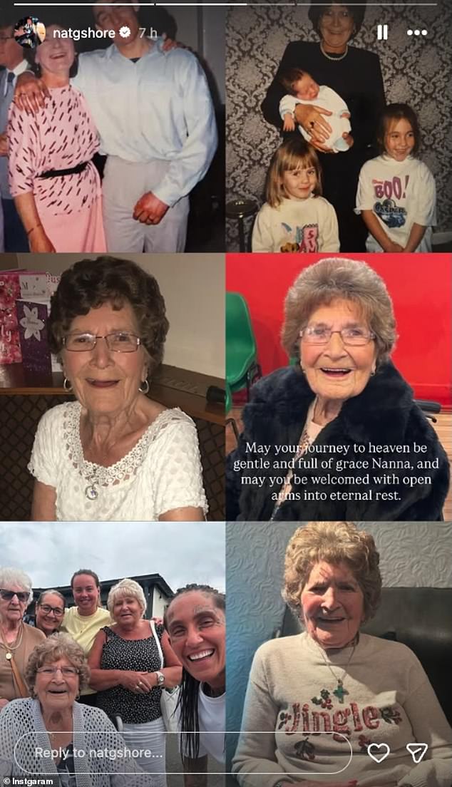 The TV personality said Nellie had been the 'heart and soul of the family' who would now be reunited with her late husband in heaven after 34-years apart