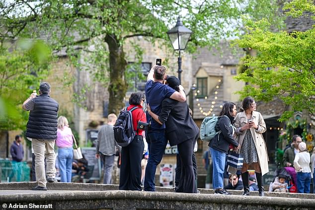 Bourton-on-the-Water was full of selfie-taking visitors this Bank Holiday Sunday