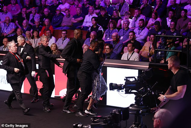 Swan had been led out the Crucible by security staff after she had disrupted the final