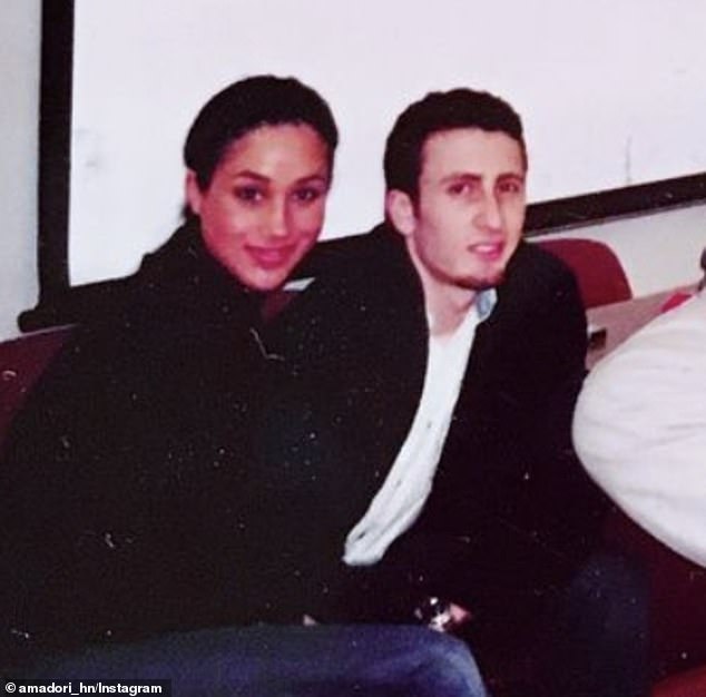 Meghan's former classmate recently shared a throwback snap on Instagram from her days at Northwestern University during a salsa class. She is pictured far left. It was not known she had a godson with a friend she made there