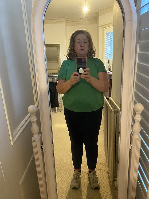 Claudia before her first weight loss jab, weighing 13st 8lb and wearing a size 18