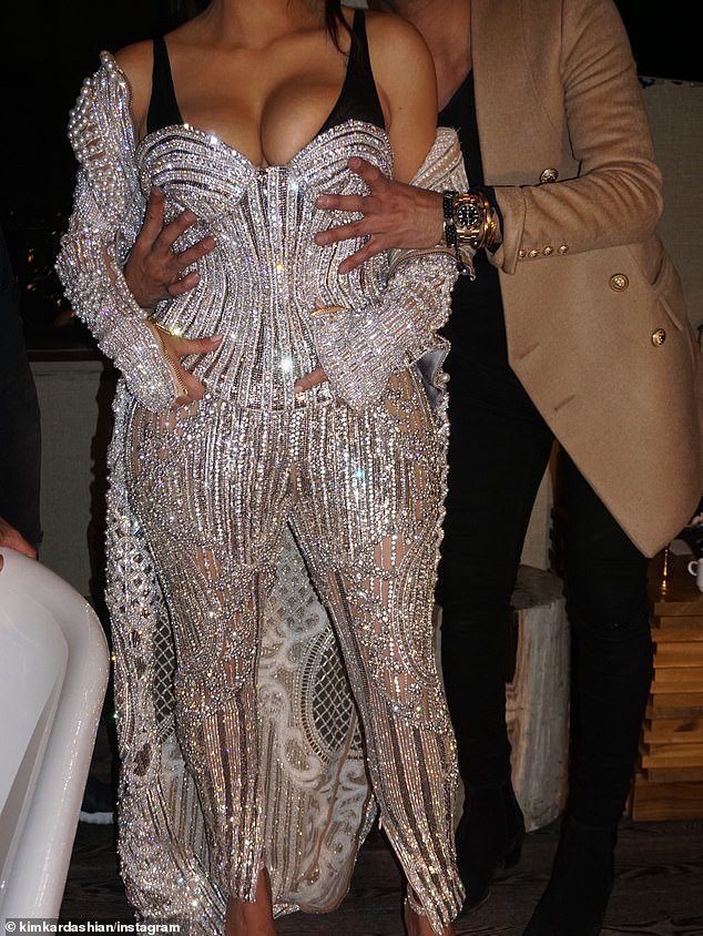 Kim also shared a dazzling Balmain jumpsuit which was never seen on the red carpet and is presumed to have been for the cancelled Met Gala in 2020, due to the coronavirus pandemic