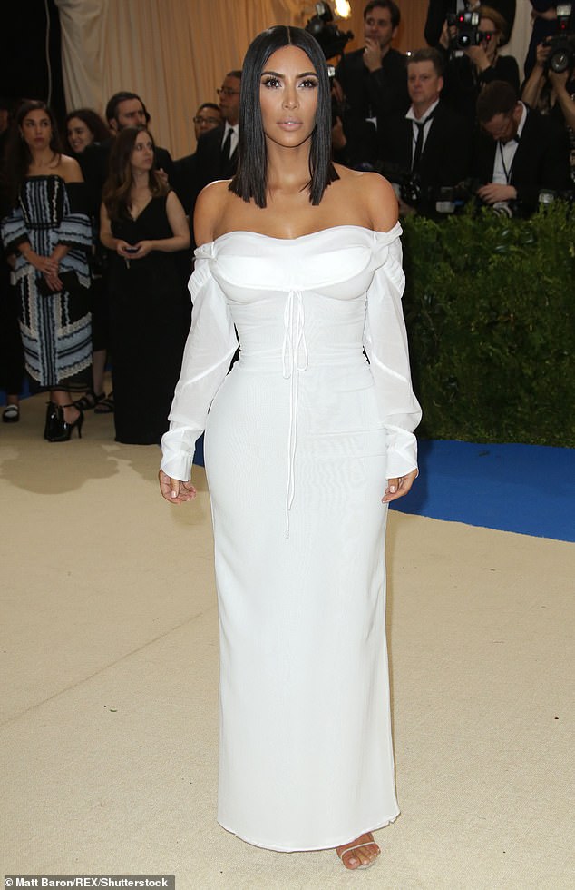 In 2017, Kim donned a more simple elegant off the shoulder white gown by Vivienne Westwood but this ensemble failed to make the cut for her nostalgic post