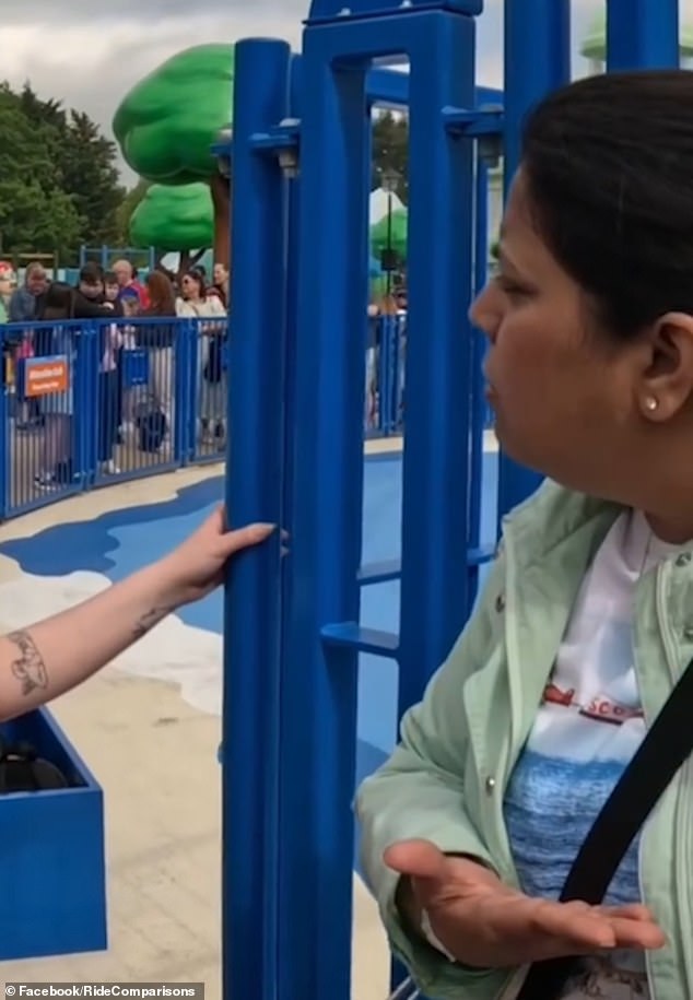 At the same time a woman was seen arguing with the ride attendant at the front of the queue, claiming her family had simply left the line to go to the toilet and were trying to get back in