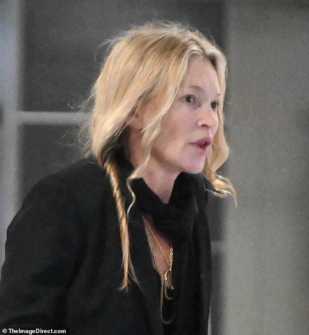 She showed off her natural complexion as she went makeup free for the flight to the States