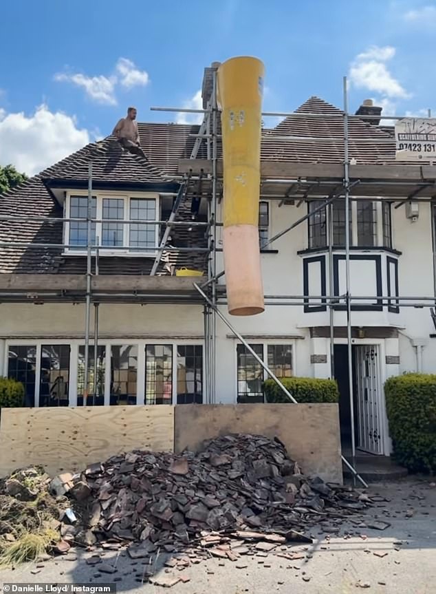 A before clip of the property showed scaffolding and rubble outside