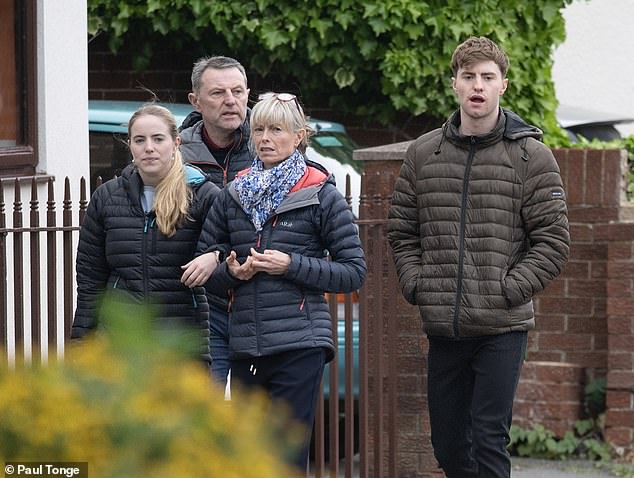 The McCann family of four - including Maddy's twin siblings Sean and Amelie - are pictured together in Leicestershire on Sunday