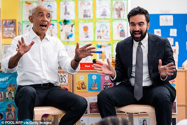 The former president was there with NYC Mayor Zohran Mamdani, and the pair sang a song