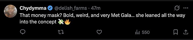 Meanwhile, many Paulson superfans came to the star's defense as they insisted her outfit was 'very Met Gala' and they applauded her for 'leaning into the concept'