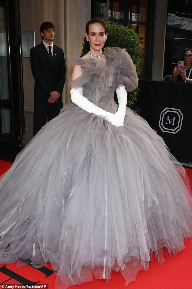 Paulson was first seen without her money mask as she left her NYC hotel en route to the star-studded gala