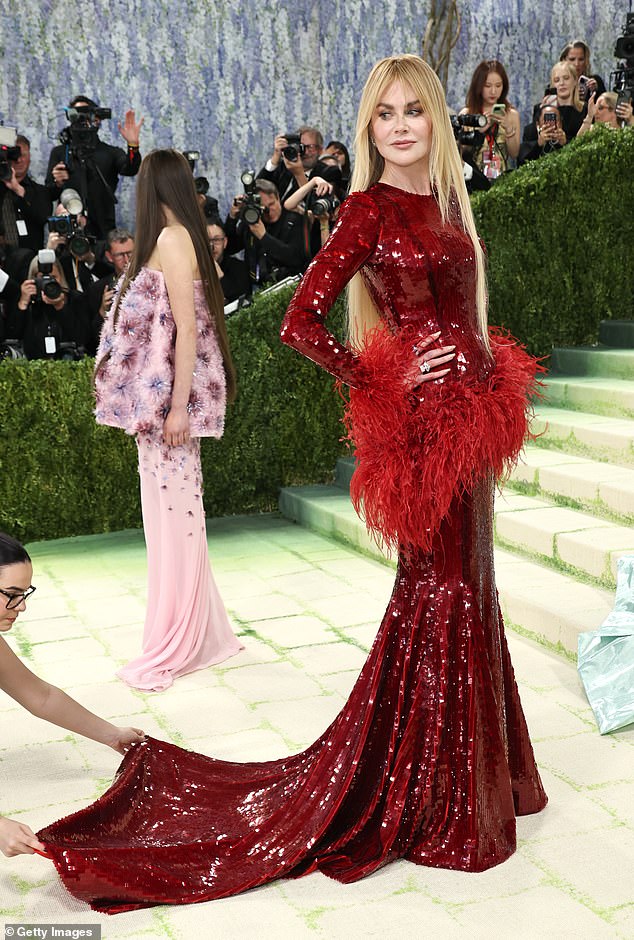The theme of this year's event, widely considered the 'Super Bowl of celebrity red carpets', was Costume Art. Above, Kidman at this year's event