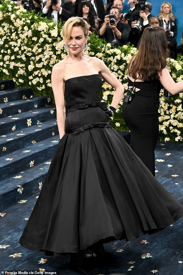 The theme of this year's event, widely considered the 'Super Bowl of celebrity red carpets', is Costume Art; Kidman seen at the 2025 Met Gala