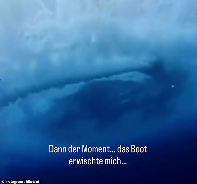 Pictured: Footage taken from underneath shows the driverless boat spinning around wildly on the water surface
