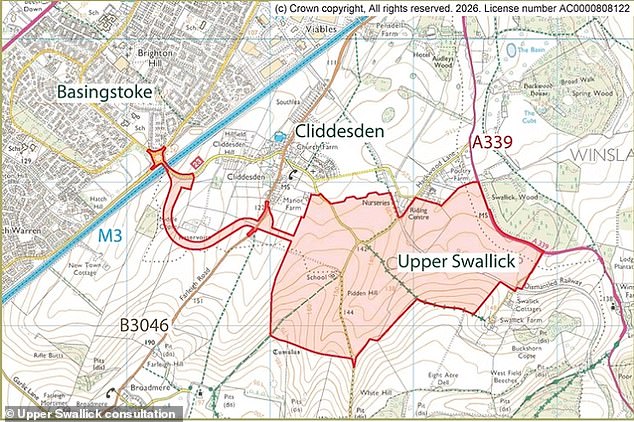 Pictured: A map of where the development at Upper Swallick would be  located
