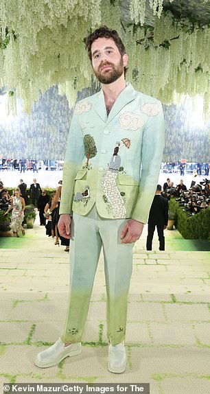 Ben Platt represented the men, with his custom hand-painted and embroidered Tanner Fletcher suit
