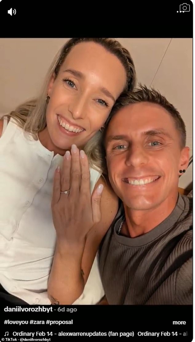 Daniil Vorozhbyt (pictured with his now-fiancee) has just over 1,000 followers on the social media platform, but his proposal video has been viewed nearly five million times