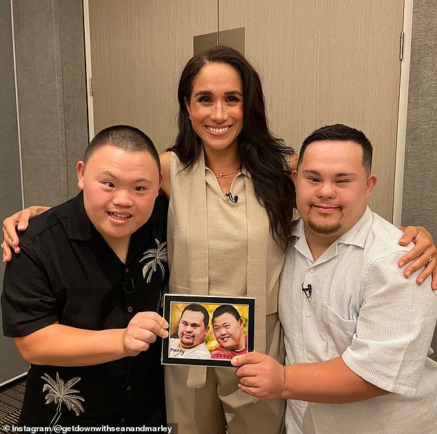The mother of two met 'Australian royalty' Sean (right) and Marley (left), whose YouTube cooking show has over a million subscribers, when she travelled to Sydney with Prince Harry