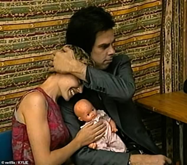 Kylie with fellow Australian singer Nick Cave in January 1996. The pair recorded their duet Where the WIld Roses Grow for his Murder Ballads album the year before together