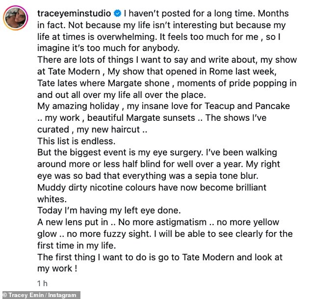 She penned: 'I haven’t posted for a long time. Months in fact. Not because my life isn’t interesting but because my life at times is overwhelming