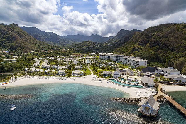 They stayed at the dreamy Sandals Saint Vincent and The Grenadines, pictured