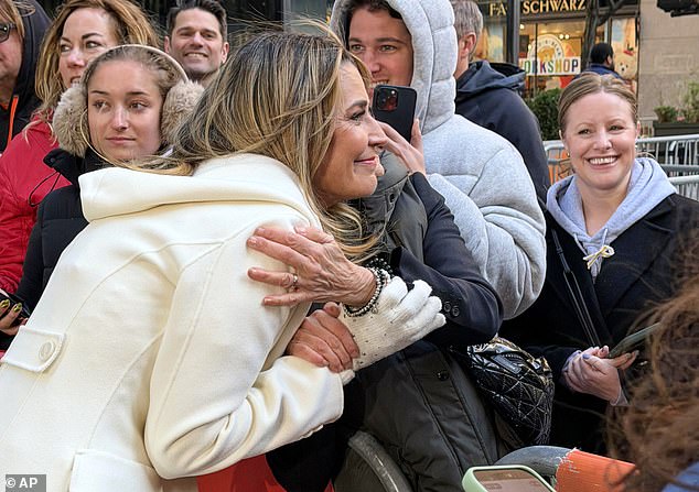 Savannah greeted a supporter outside the Today studio last month
