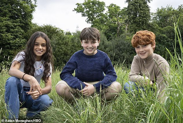 The Harry Potter TV show has been left in chaos - after Apple Maps shared pictures of the top-secret sets (pictured: Arabella Stanton, Dominic McLaughlin, Alastair Stout)
