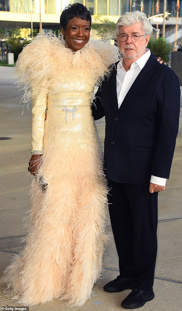 ‘She doesn’t give her time to just anyone. Duchess or dinner lady, Mellody is selective,’ a source close to Hobson tells me (pictured, Mellody with film-maker husband George Lucas)