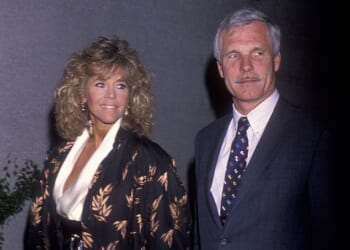 Jane Fonda paid tribute to her 'deeply romantic and swashbuckling' ex-husband Ted Turner following his death aged 87 on Wednesday - pictured 1990