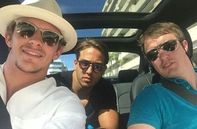 Jake raised eyebrows in 2016 when he partied with an on-the-run drug smuggler Gerard Hagan (right) who had been caught in one of the biggest ever cocaine seizures in the British Isles (pictured with James Lock, centre)