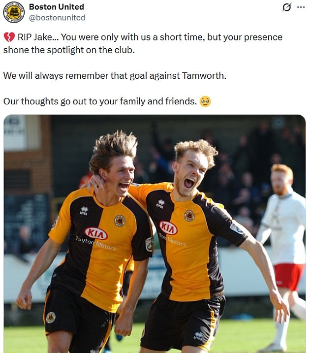 A tribute posted by Mr Hall's former football club, Boston United