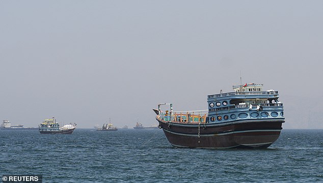 Ships and boats in the Strait of Hormuz, Musandam, Oman, on Monday