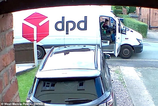Pictured is the moment just before DPD driver Aurman Singh was ambushed and murdered by his assailants