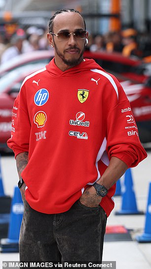 Hamilton seen May 3 at the Miami Grand Prix