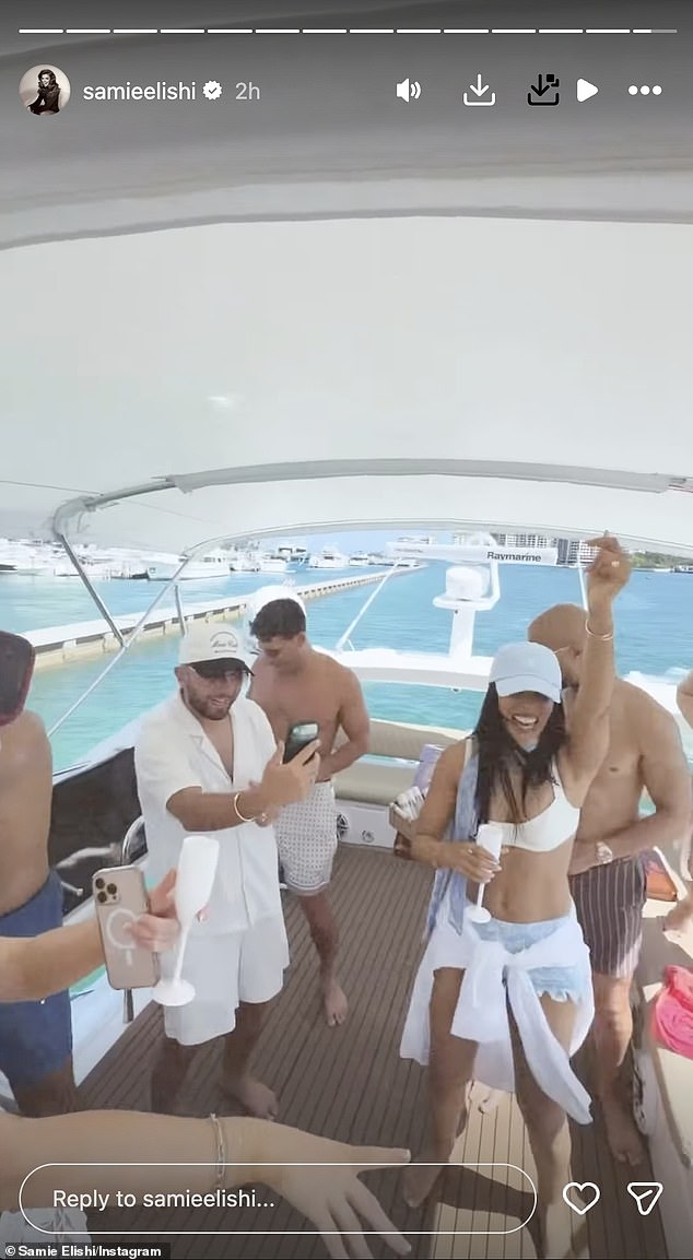 She shared a video showing the group of influencers, including Rochelle and Marvin, dancing up a storm onboard the yacht