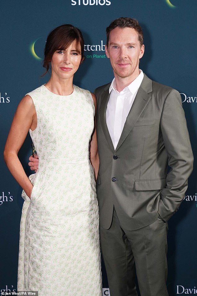 Benedict's wife Sophie looked stunning in a white textured dress and a pair of quirky, see-through heels