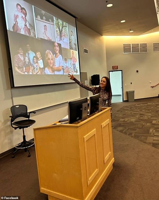 Kimber has dedicated her life to trying to find answers in her sister's disappearance and will regularly give talks about her (pictured)