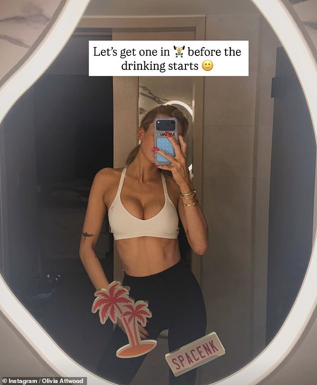 While the trip was no doubt a boozy one, Olivia shared a brief respite with a gym session before the partying began