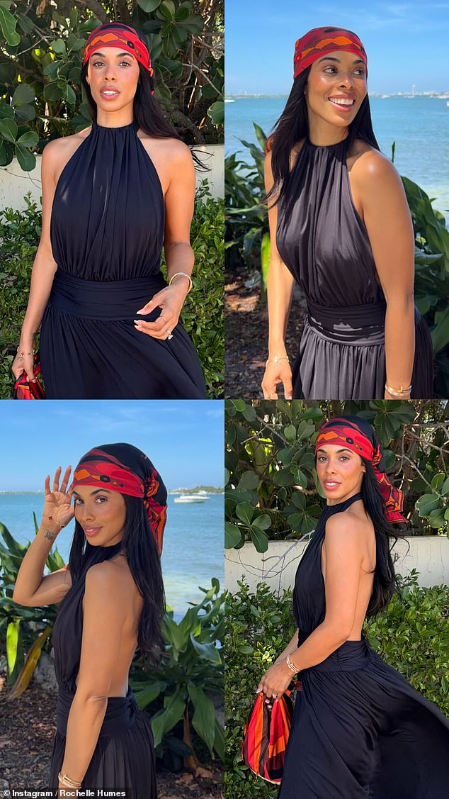 Stars headed to the swanky eatery Casadonna on Saturday, with Rochelle changing into a chic black halterneck dress