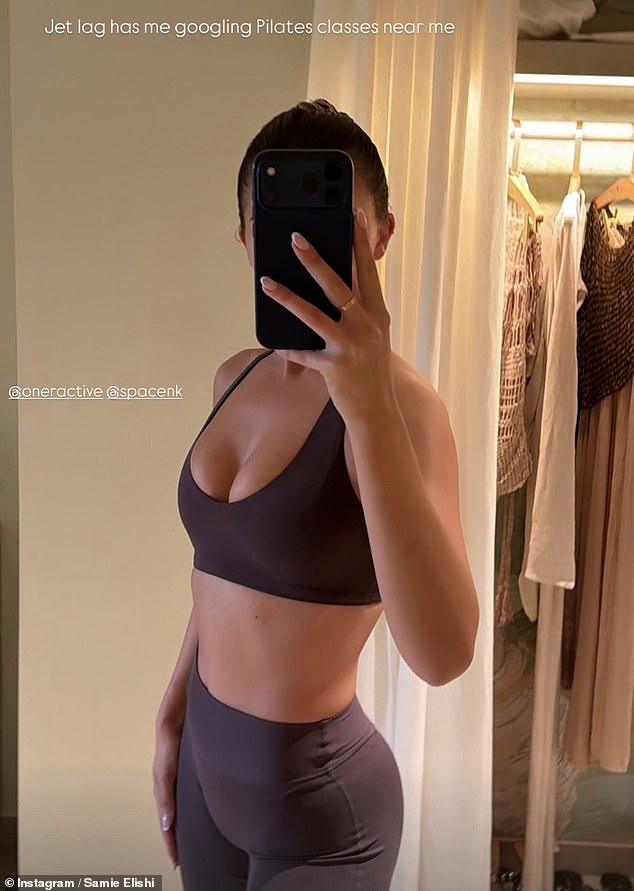 After arriving in Miami, Samie enjoyed a quick Pilates session to combat the jet lag