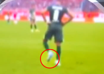 New footage shows rival scuffing penalty spot just moments before Harry Kane’s nightmare spot-kick
