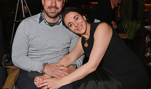 Jonathan Goodwin and Amanda Abbington attend the press night after party for The Unfriend at Wonderville on January 19, 2023 in London