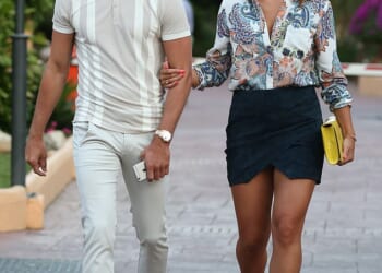 Jake Hall, a model and footballer, with his ex Chloe Lewis in Marbella in 2015