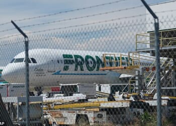 At least 12 passengers from the aircraft (pictured) were treated for minor injuries